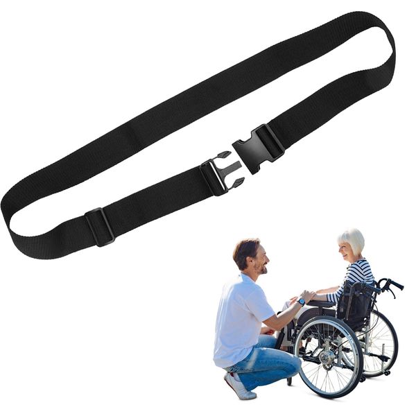 1 Pcs Wheelchair Adjustable Buckle Strap,160cm Wheelchair Lap Strap,Wheelchair and Geriatric Armchair Belt Restraint,Half Vest Seatbelt Adjustable Safety Harness for Mobility Scooter Wheelchair(Black)