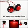 (2) Red 3/4" LED lights 3 wire Dual function Clearance Marker Trailer Truck