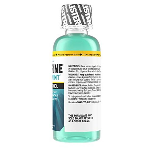 Travel Size Listerine Zero Alcohol Cool Mint Mouthwash - 3.2 oz