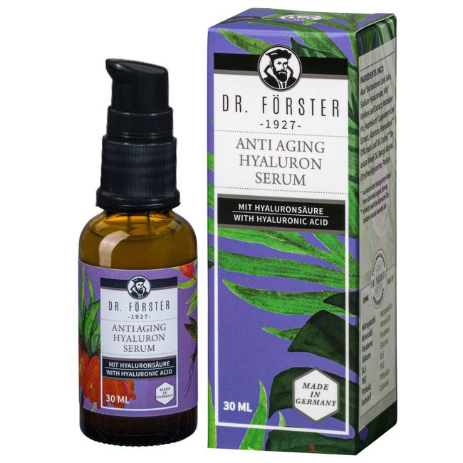 Dr.Förster Vegan Anti-Aging Hoch Dosiert Hyaluron Serum Anti Falten Gesichtsserum für Männer Und Frauen - 30ml