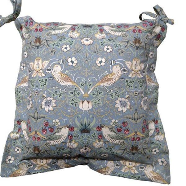 WILLIAM MORRIS Strawberry Thief Blue Oxford Seat Pad