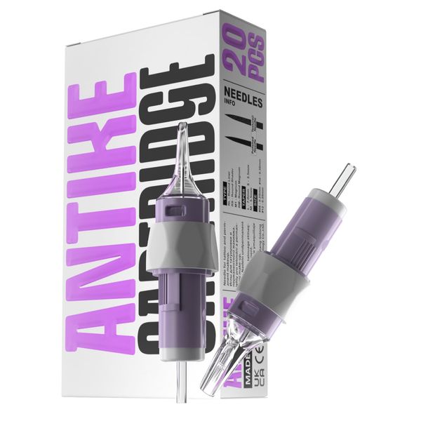 ANTIKE 20Pcs Disposable Tattoo Cartridge Needles #12 Standard 5 Round Liner 0.35mm Tattoo Needles X-Taper Soft Finger Ledge Tattoo Cartridges(1205RL)