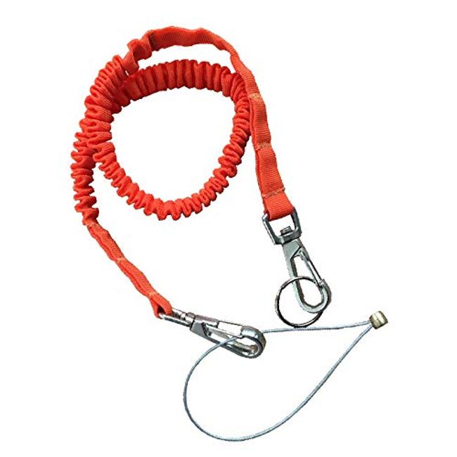 kangyuan 2pcs BUNGEE LEASH CORD Fabric Safety Cord Spring Snap Clip Hook Aluminum Drop Prevention Electrical Work High Altitude Safety