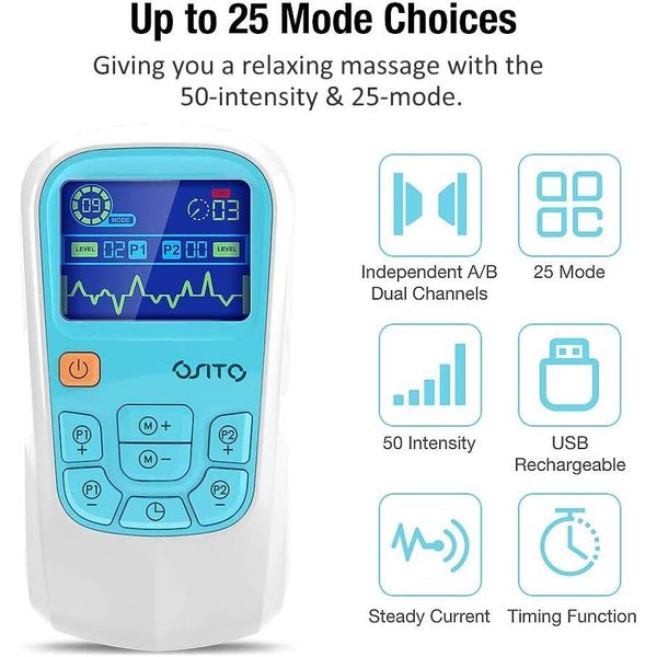 Tens Unit Muscle Stimulator Pulse Massager Electronic Rechargeable Pain Relief