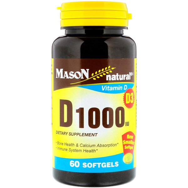 Mason Natural Vitamin D1000 IU Softgels 60 Soft Gels (Pack of 2)