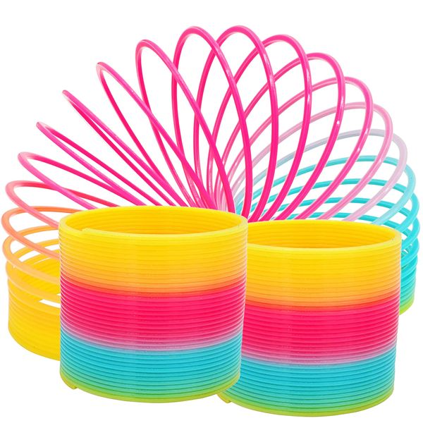 The Dreidel Company Plastic Multicolor Coil Spring, Goody Bag Fillers, Party Favor for Kids, 3" Inches (80mm) (2-Pack)