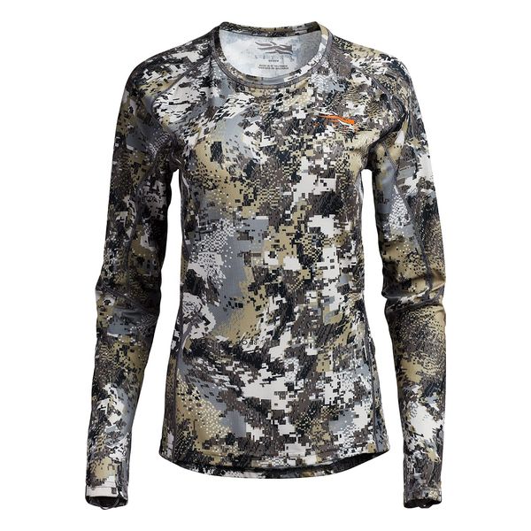 SITKA Gear Women's Hunting Core Lightweight Camo Crew Long Sleeve Shirt, Optifade Elevated II, Medium