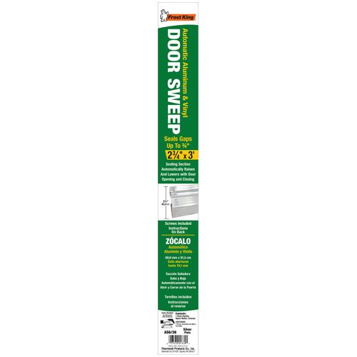 Frost King Automatic Aluminum and Vinyl Door Sweep, 2"x36", Silver