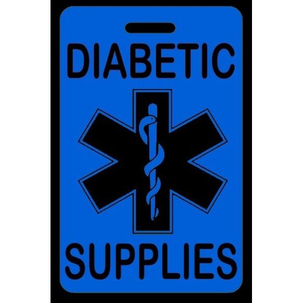 Hi-Viz Blue DIABETIC SUPPLIES Luggage/Gear Bag Tag - FREE Personalization - New