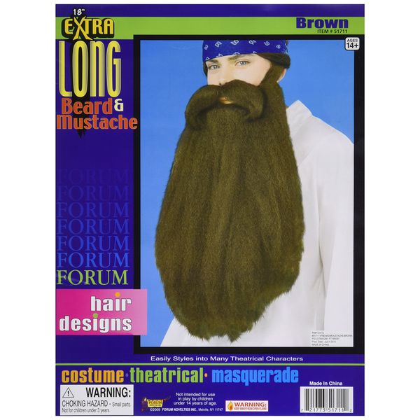 Forum Novelties 18" Beard/Moustache - Brown