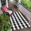 Charming 2'x6' Black and White Check Plaid Entryway Rug