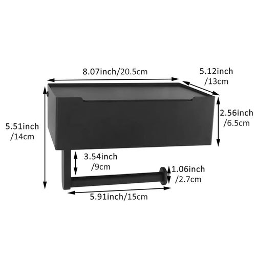 Toilet Paper Holder with Shelf,Rustproof Flushable Wipes Dispenser,Self Adhesive Drilling Toilet Paper Holder Wall Mount,Tissue Holders with Storage,Wipe Holders for Bathroom(SingleRoll)