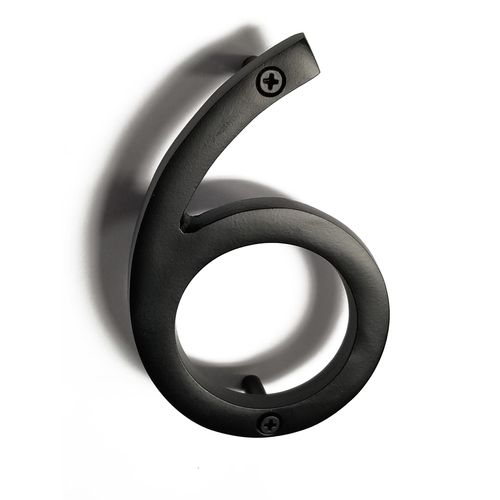 NACH Floating House Numbers, 5 inch Aluminum Black House Numbers for Outside - Number 6, Door Numbers with Mounting Hardware
