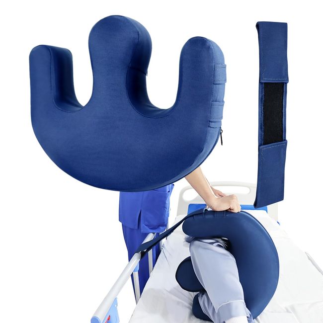 [LOSCHEN] Inflatable Patient Turning Device, U-Shaped Nursing Care Cushion with Fixed Strap, Positioning Transducer with Handle, Prevents Bedsores and Joint Contractures, Light Turn for Bed Wheelchair Care, Suitable for Elderly, Patients, Physical Disabil