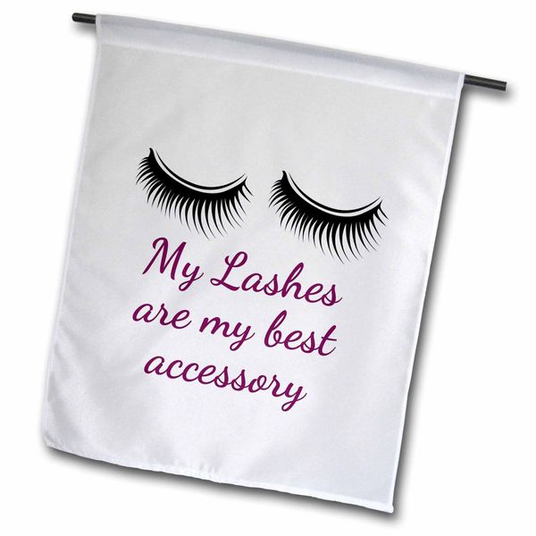 3dRose 3dRose Mary Aikeen- Salon - Text of My lashes are my best accessory - Flags (fl-385002-1)