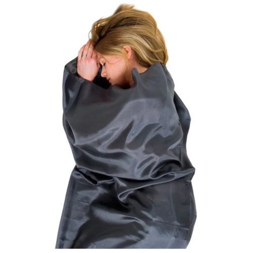 Lifeventure Silk Sleeping Bag Liner Lightweight Travel and Camping Sheet to Use Alone or to Add Warmth to Sleeping Bag, Grey, Rectangular (185 x 85 cm)
