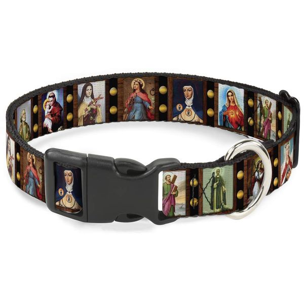 Buckle-Down Plastic Clip Collar - Saint Blocks - 1" Wide - Fits 11-17" Neck - Medium