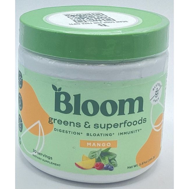 BLOOM GREENS & SUPERFOODS MANGO 5.9OZ 30 SERVINGS EXP:12/24 READ