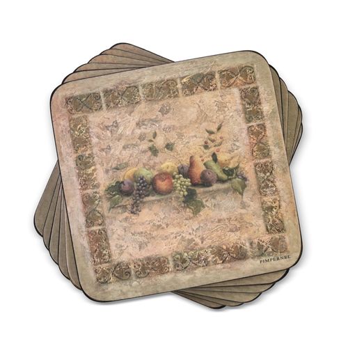 Pimpernel Tuscan Palette Coasters - Set of 6 (4” x 4”), Cork, Vibrant Tuscan Design, Easy to Clean, Ideal for Dining, Great for Everyday Use & Special Occasions - Heat & Stain Resistant