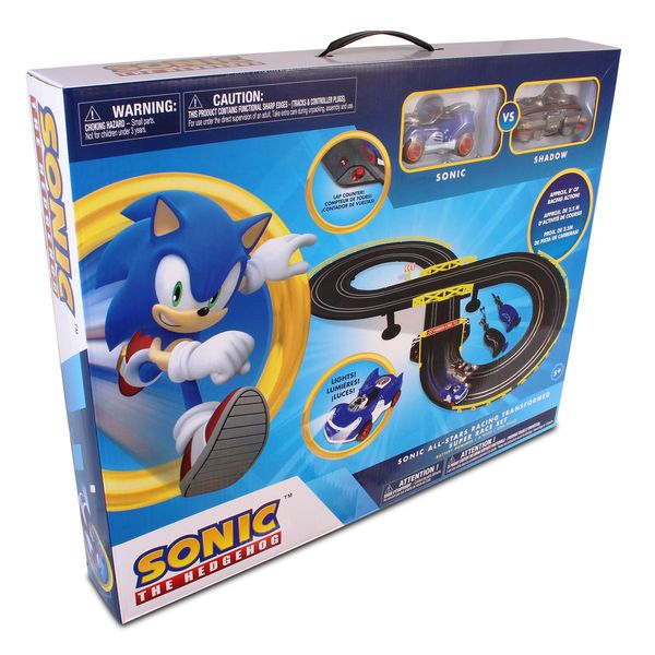 NKOK Sonic & Shadow RC Slot Car Set Race Set Vehicle, Counts How Many Laps the Car has Made, Great Item for Kids, Working lights, Ages 5 and up