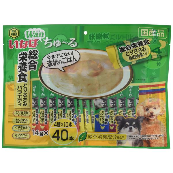 Inaba Churu Puree, Dog Treats, Total Nutrition, Chicken Variety, 0.5 oz (14 g) x 40 Packs