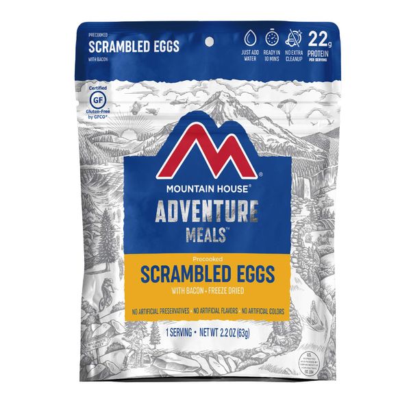 Mountain House Scrambled Eggs with Bacon | Freeze Dried Backpacking & Camping Food | Single Serving | Gluten-Free