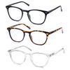 HAPJOYS Reading Glasses for Women Men Stylish Readers +1.75 Lightweight Reader Glasses for Reading 3 Pack Black/Tortoise/Clear Frame