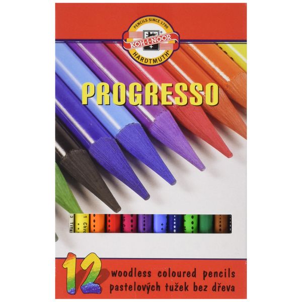 Koh-I-Noor Progresso Woodless Coloured Pencil Set (Set of 12)