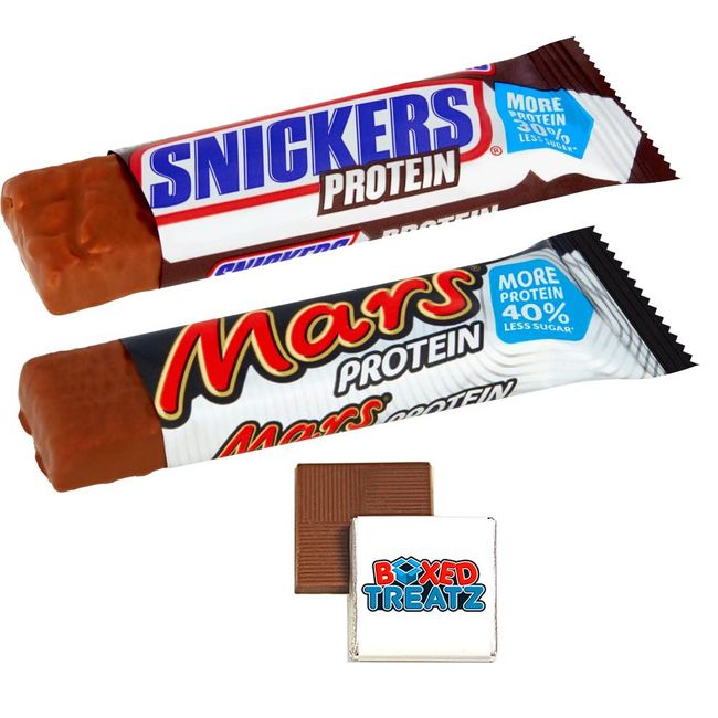 Chocolate Protein Bar Bundle Snickers Protein Bar Mars Protein Bar The Perfect Protein Bar Mix Boxed Treatz (Snickers+Mars Mix, Mix Of 18)