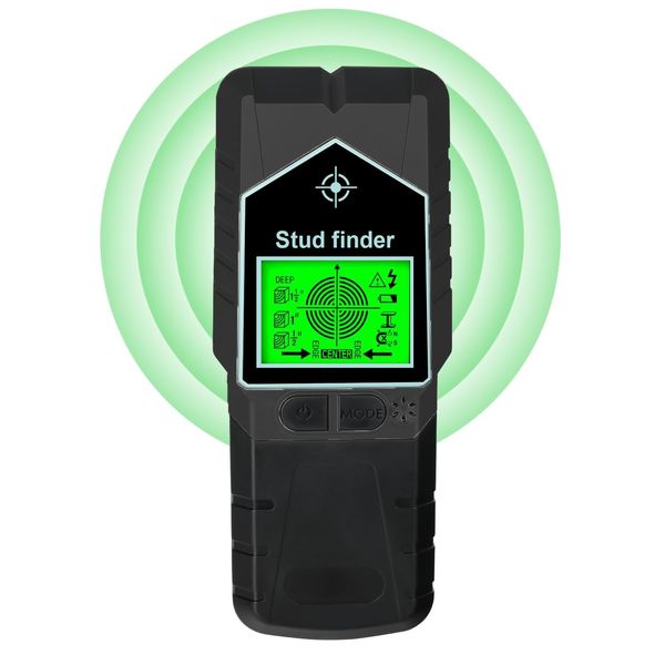 HERBYD Stud Finder Wall Scanner - 8 in 1 Stud Detector with LCD Display & Audio Alarm, Wire Detector for Wall for The Center and Edge of Wood AC Wire Metal Studs Cable Joist Pipe (Black)
