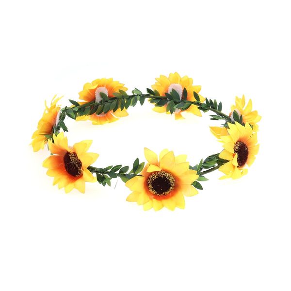 Frcolor Sunflower Headband Floral Flower Crown Hair Band Hair Wreath Headpiece (Garland)