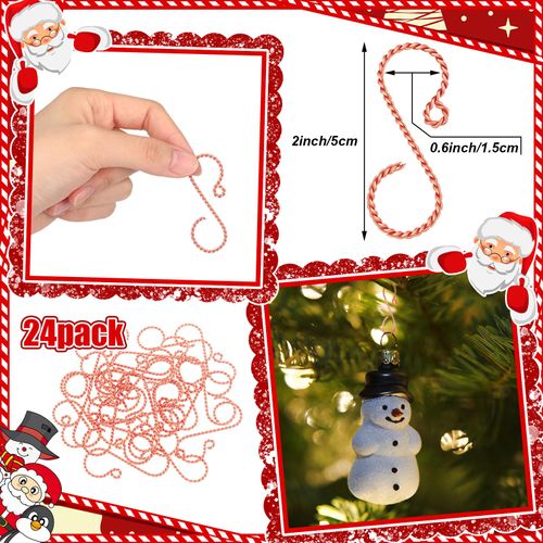 MorningRo 24 Pcs Christmas Ornament Hooks S Shaped Swirl Hook Decorative S Hangers 2'' Christmas Tree Ornament Aluminum Wire Hangers for Xmas Tree Xmas Balls Party Decorations (Rose Gold)