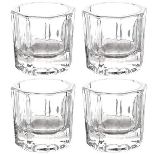 4 Pieces Acrylic Dappen Dish Nail Dapping Dish Nail Powder and Liquid Holder Glass Bowl Crystal Cup Nail Supplies