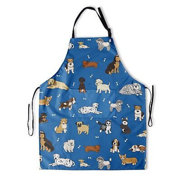 Dog Apron Funny Cute Dog Pets Animals Print Blue Decorative Cooking Aprons wi...