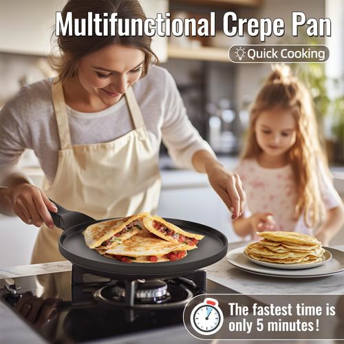 KRETAELY Nonstick Crepe Pan Pancake Frying Pan with Granite Coating 10.5 inch Dosa Pan PFOA Free Suitable for All Cooktops