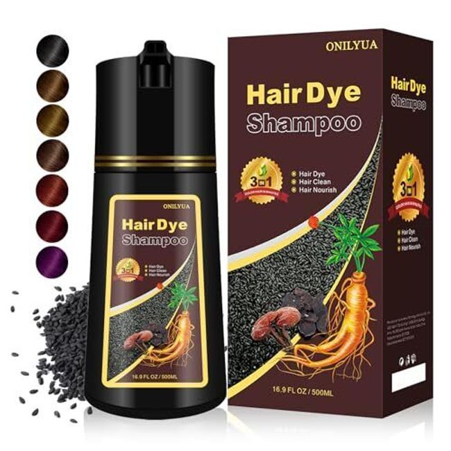 Chestnut Brown Hair Dye Shampoo 3 in 1, Hair Color Shampoo Brown for Men & Women