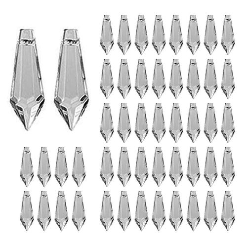50pcs 38mm Chandelier Crystal Icicle Prisms Replacement Drops Lamp Candle Holders Curtain DIY Parts