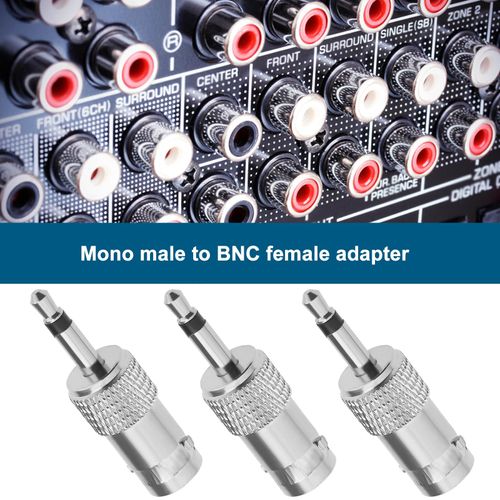 Be In Your Mind 4PCS 3.5mm Mono to BNC Adapter BNC Female Jack to 3.5mm TS Male Plug Nickel-plated for CCTV Surveillance Cameras Wireless Antennas