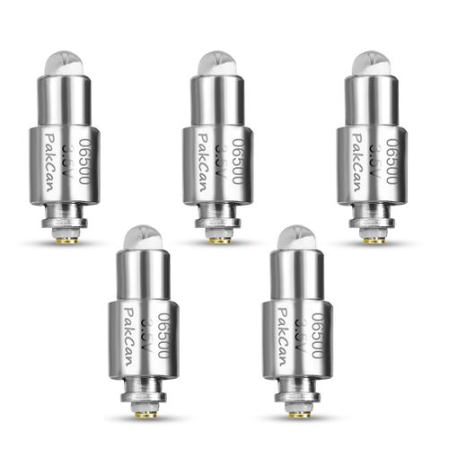 PakCan 5 Pcs Halogen LED Replacement Bulbs Compatible with Welch Allyn 3.5v Lamp 06500-u MacroView Otoscope Lamp