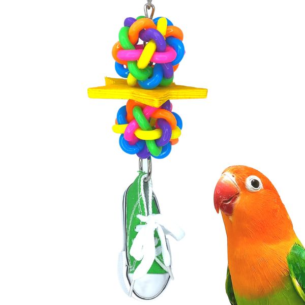 Bonka Bird Toys 1356 Star Sneaker Rubber Chew Wood Cotton Parrot Quaker Parrotlet Budgie Cockatiel