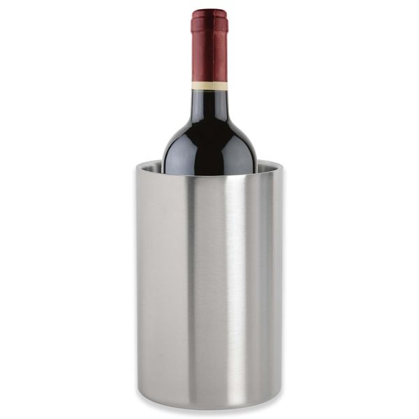 KURASHI Wine Cooler, Tabletop, Stainless Steel, Double Wall Structure, Champagne Bottle Cooler, Diameter 4.7 inches (12 cm) x Height 7.5 inches (19 cm)