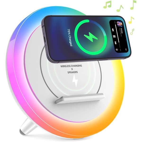 DTIDMI Night Light Bluetooth Speaker,Wireless Charger Stand LED Music Lamp