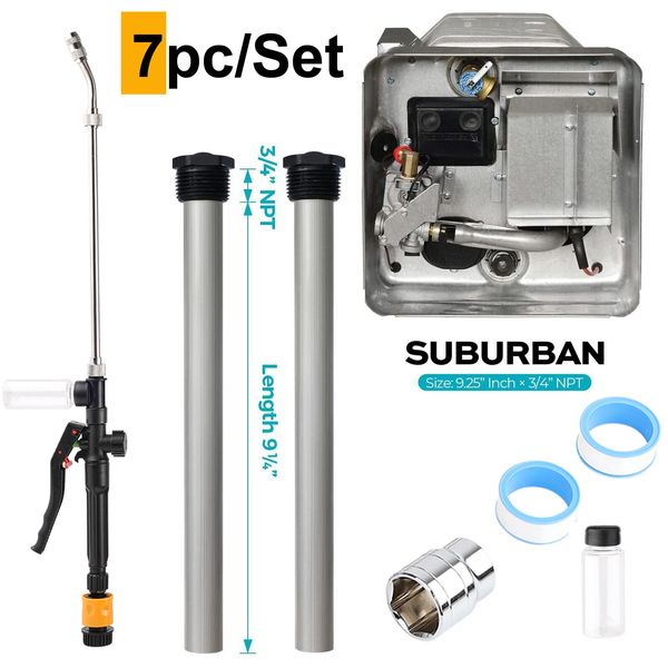 SET RV Water Heater Magnesium x2 Anode Rod &Flush Wand Tank Rinser For Suburban