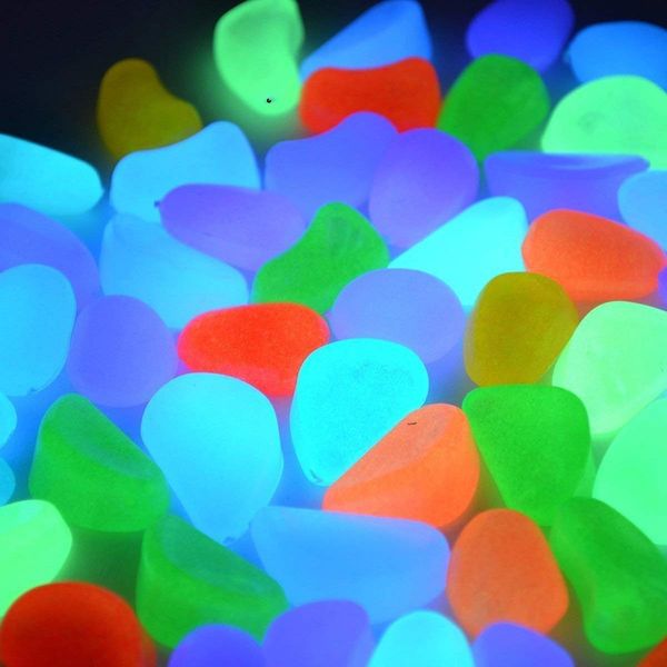 SPICOM 100pc Glow in The Dark Pebble Stones Luminous | Decorative Stones | For Fish Tank Garden Pathway Flower Pot Bed Shiny | MIX COLOURS (Multi)