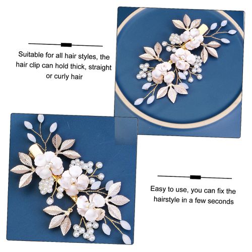 Bridal Wedding Hair Clips, Crystal Bridesmaid Hair Pins Pearl Rhinestone Hair Clips, Crystal Flower Hair Pieces Pearl Headpieces Hair Accessories for Brides Bridesmaids Women Girls (Type F)