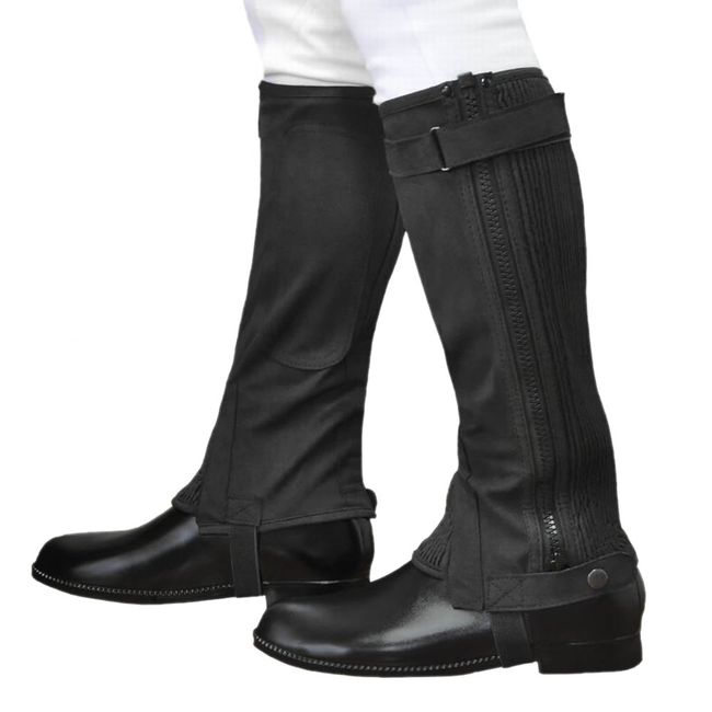 Horseback Half Chaps Black Suede Faux Leather Elastic Calf Klaus Lightweight Light Type KA (M)