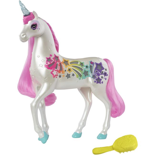 Barbie Dreamtopia Unicorn Toy, Brush 'N Sparkle Pink and White Unicorn with 4 Magical Lights and Sounds (Amazon Exclusive)