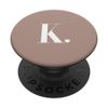 Mocha Brown Cute Letter K Initial Heart Monogram PopSockets Adhesive PopGrip