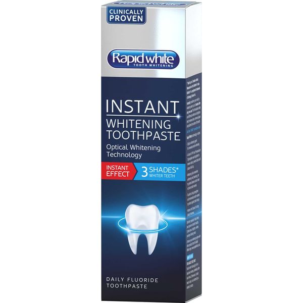 Rapid White Instant Whitening Toothpaste 75ml | Remove Stains, Prevents Tartar and Plaque Build-up | Contains Fluoride to Protect Against Tooth Decay | Intense Mint Flavour for Lasting Freshness