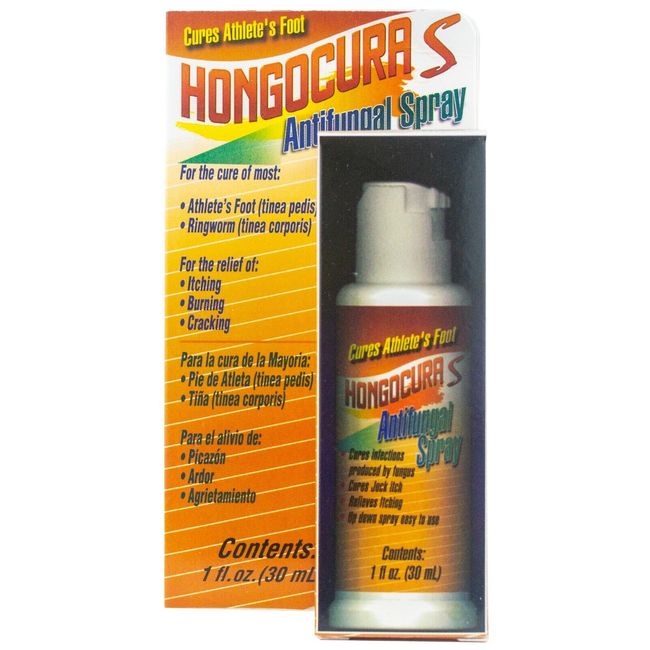 Hongocura Antifungal Spray Cures Athlete's Foot Ringworm Itching 1 oz  Exp 11/24